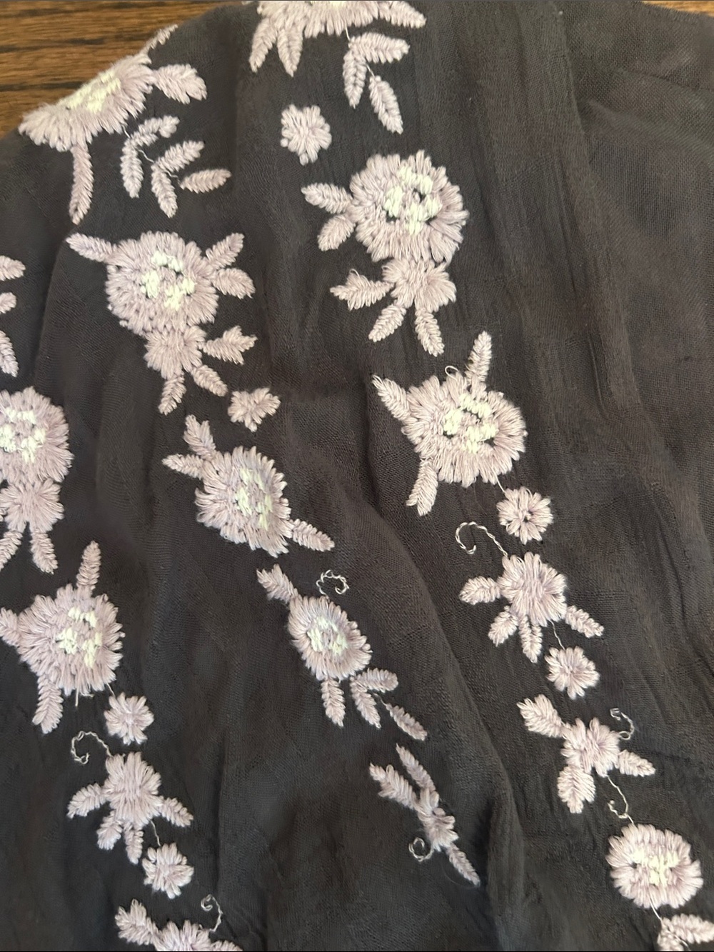 Free People Charcoal Midi Dress with Lavender Embroidery - Picture 6 of 6